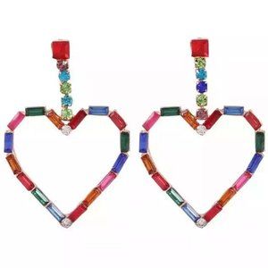 (NEW) HEART Earrings with Crystals Gold Color